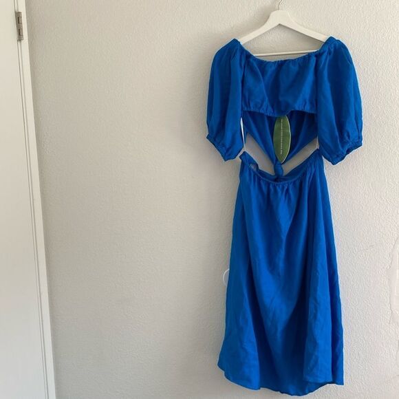 Farm Rio  Blue Tie Knot Midi Dress Small - Picture 4 of 10